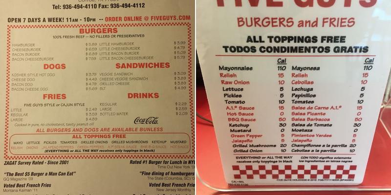 Five Guys Menu