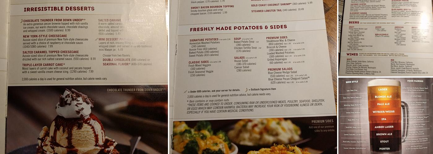 Outback Steakhouse Menu