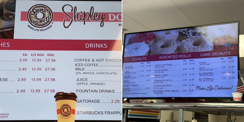 Shipley Do-Nuts Menu