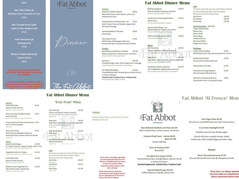 The Fat Abbot Menu