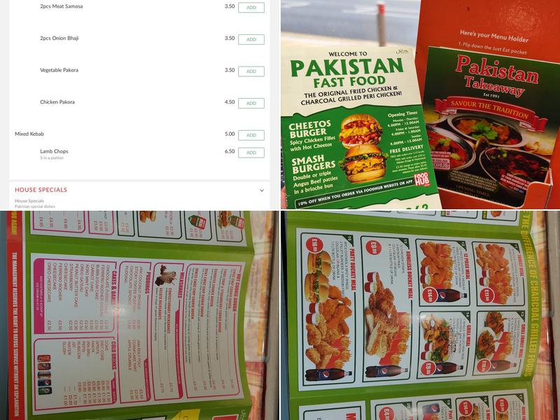 Pakistan Hot & Fast Food Takeaway Menu