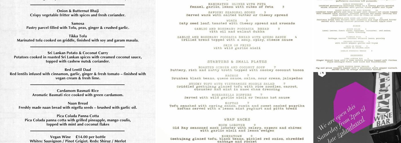 Nelsons Wine Bar Menu