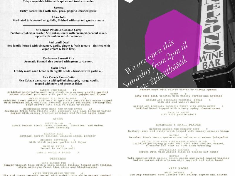 Nelsons Wine Bar Menu