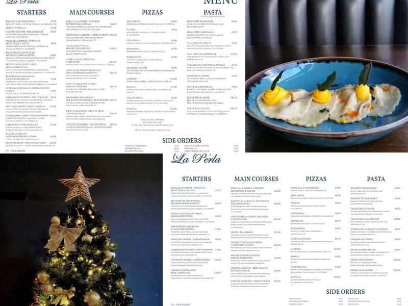 La Perla Italian Restaurant Menu