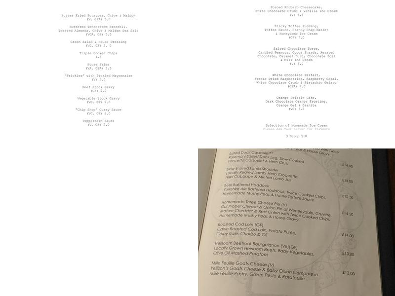 White Lion | Pub | Restaurant | Hotel Menu