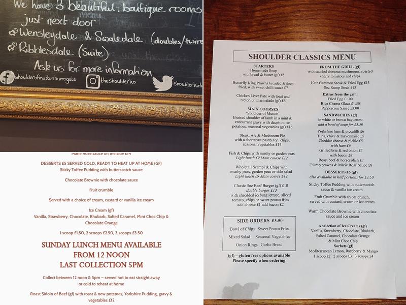 Shoulder of Mutton Traditional Country Pub with Rooms Menu