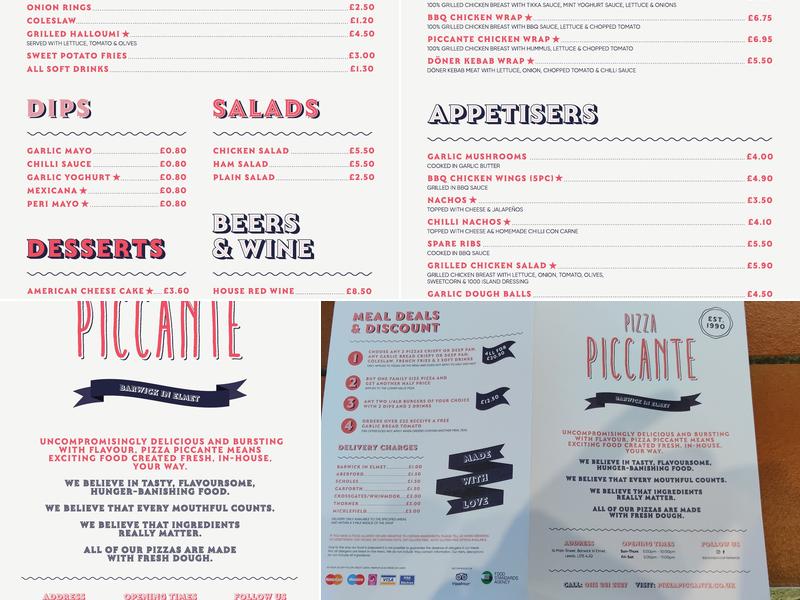 Pizza Piccante Menu