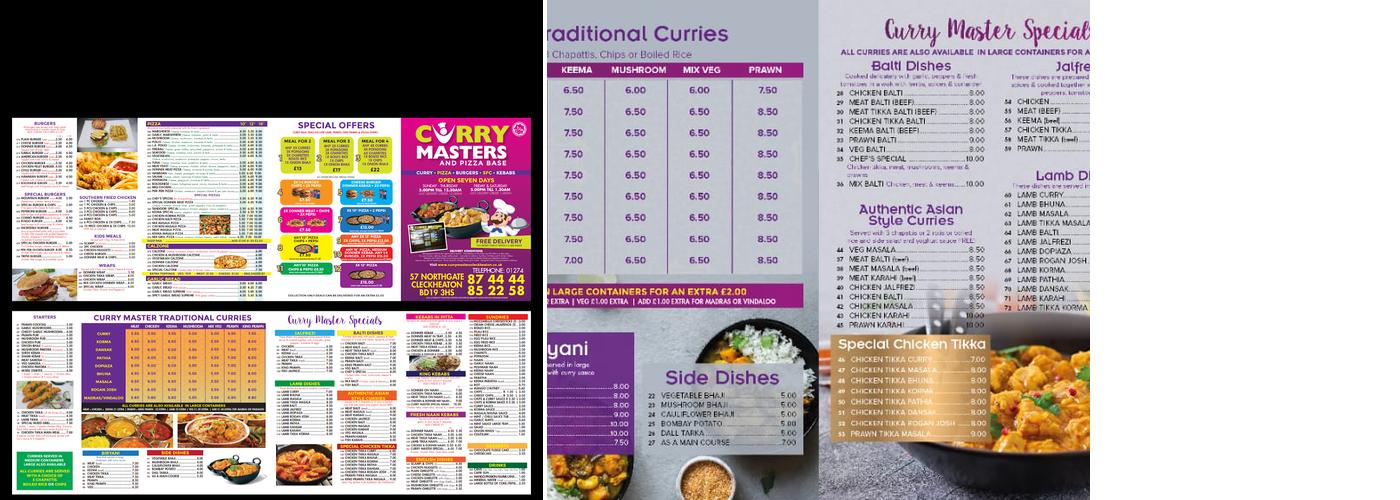 Curry Masters and pizza bar Menu