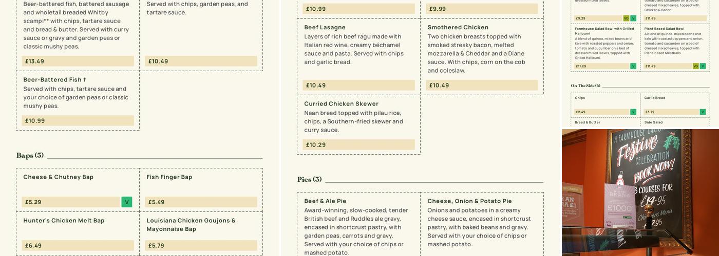 Heathfield Farm - Dining & Carvery Menu