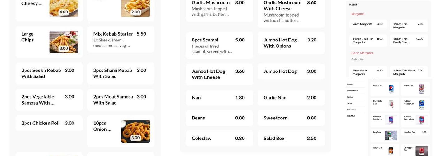 Pizza Connection Menu