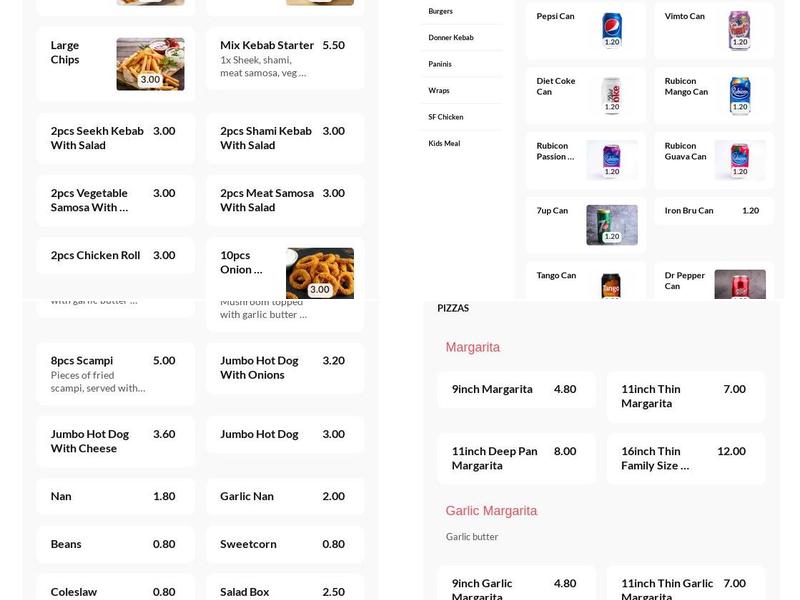 Pizza Connection Menu