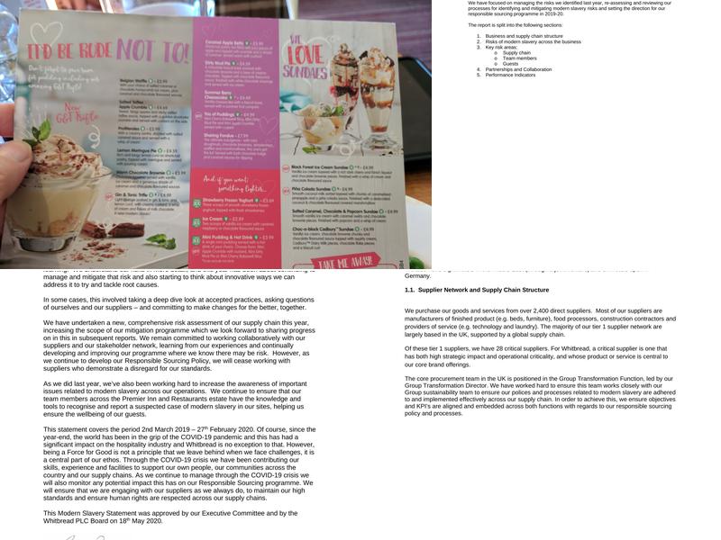 Premier Inn Barnsley (Dearne Valley) hotel Menu