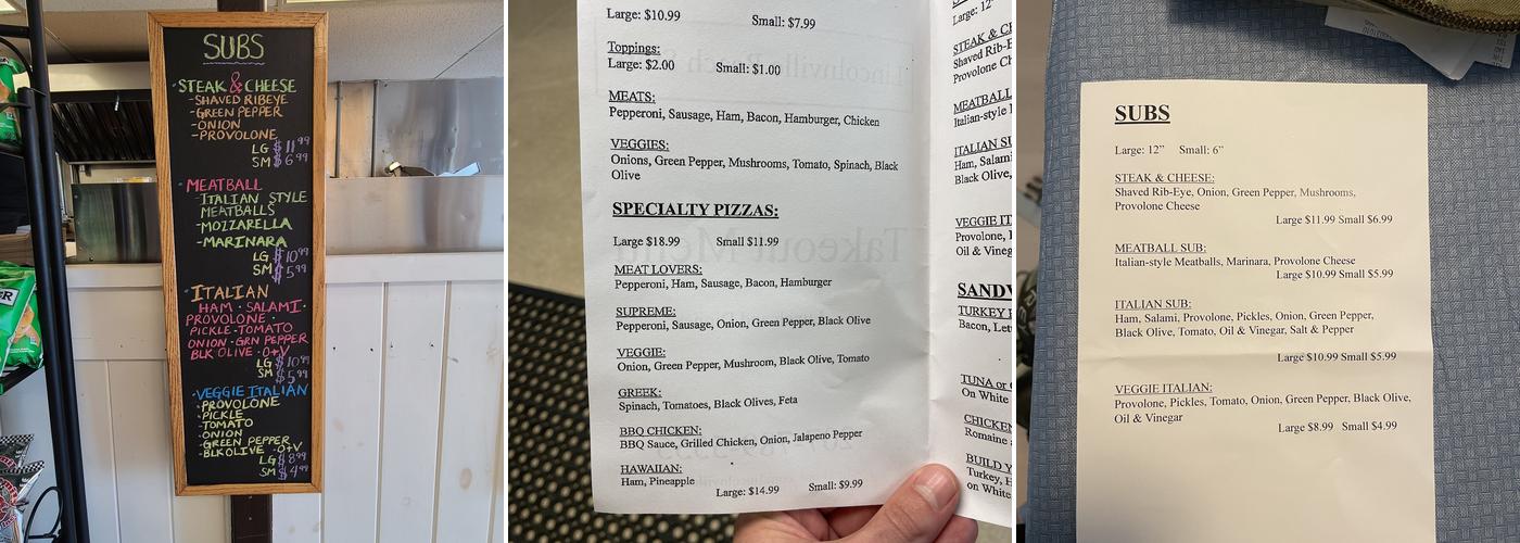 Lincolnville Beach Store Menu