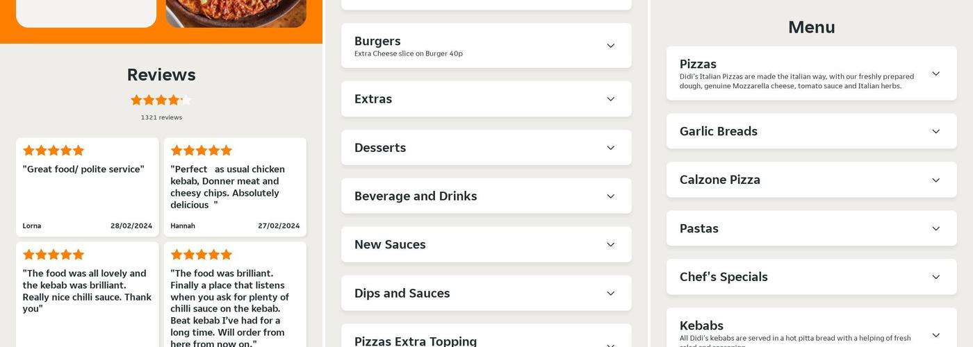 Didi's Pizzas Menu