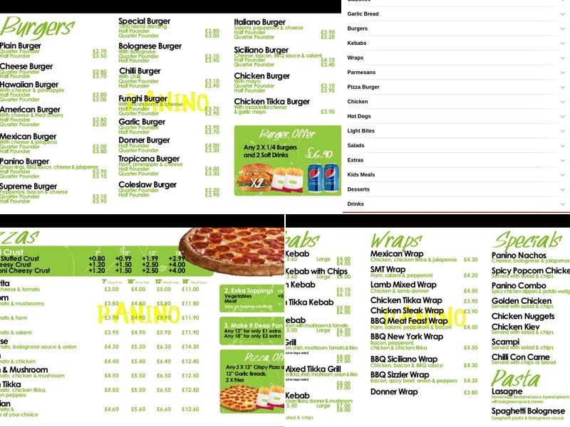 PANINO SOUTH ELMSALL Menu