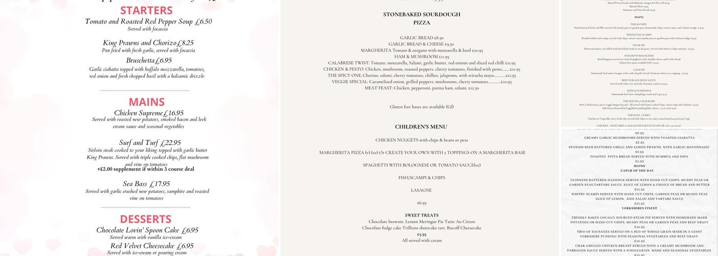 The Fox and Hounds Menu