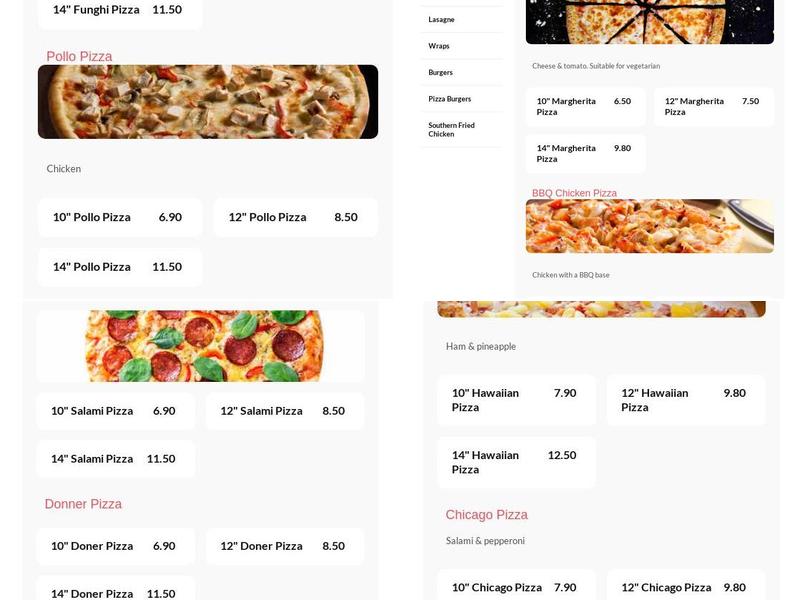 Pizza Time Menu
