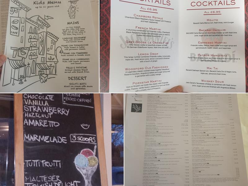 Rinaldis Restaurant Ltd Menu