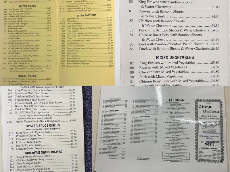 CHINA GARDEN Menu