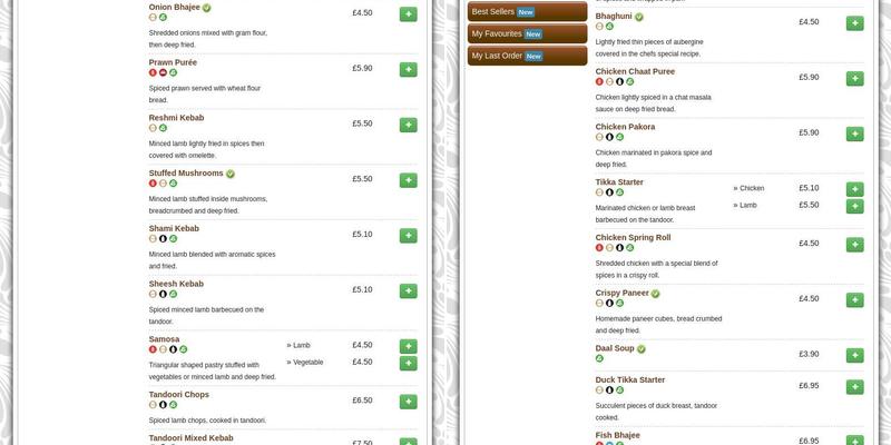 The Raj Restaurant Menu