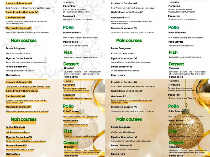 Alba Ristorante Italiano Menu