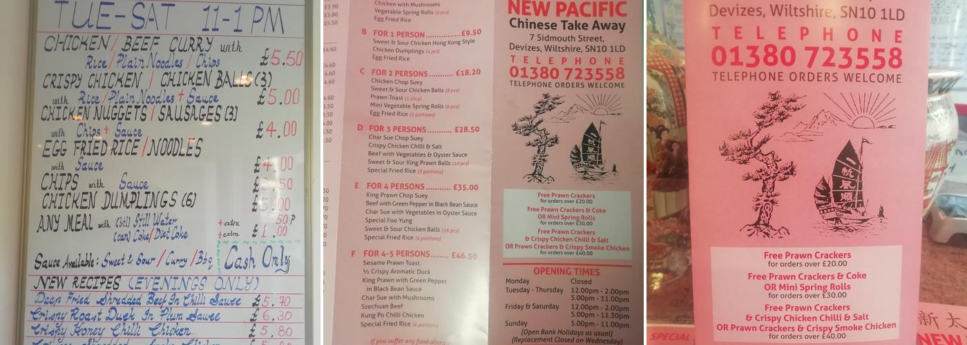 New Pacific Menu