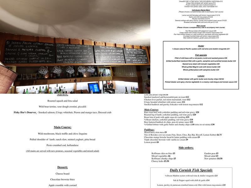 George & Dragon Menu