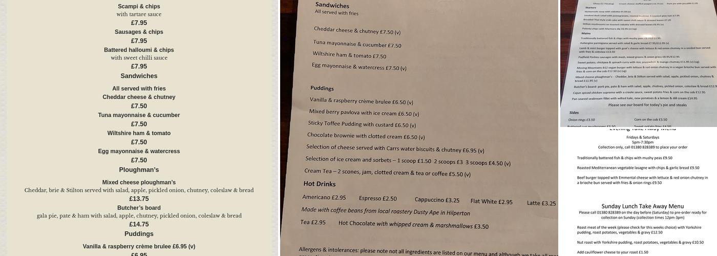 The Three Magpies Menu