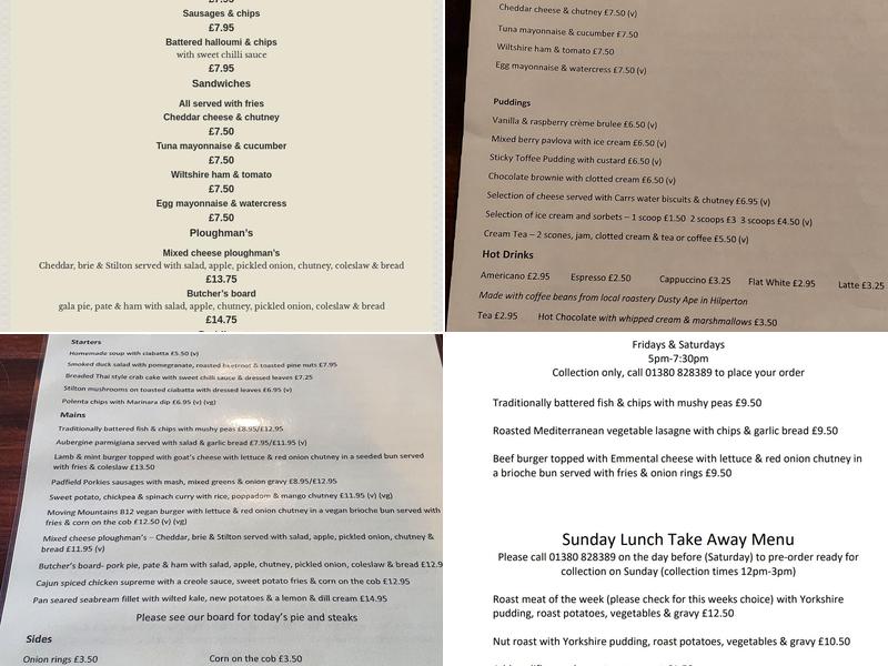 The Three Magpies Menu