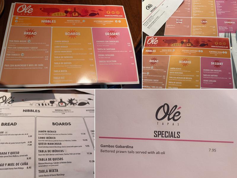 Ole Tapas Menu