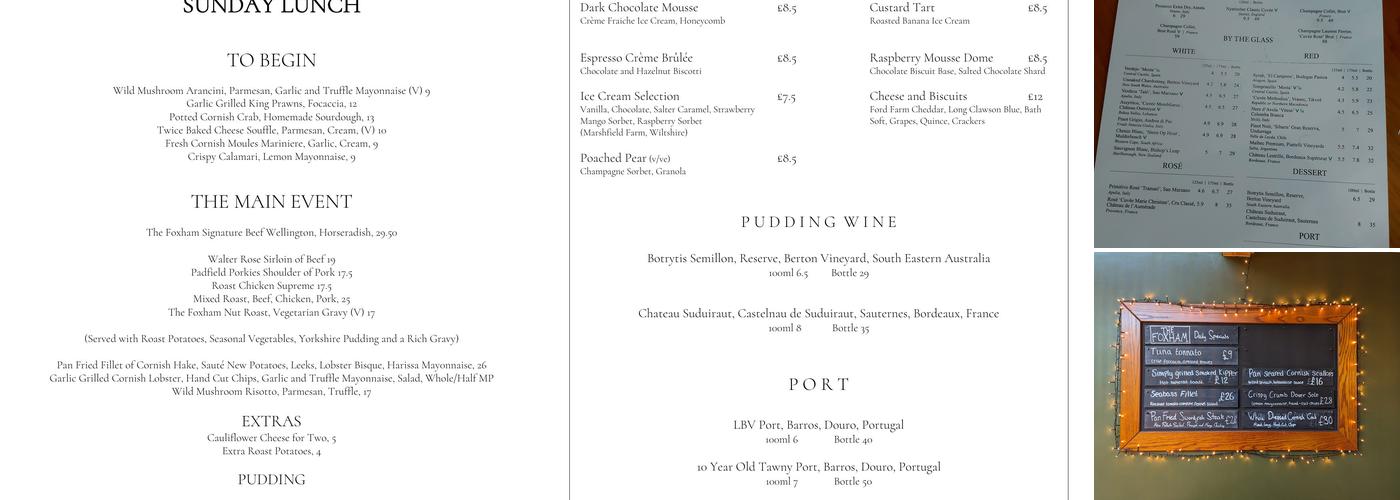 The Foxham Menu