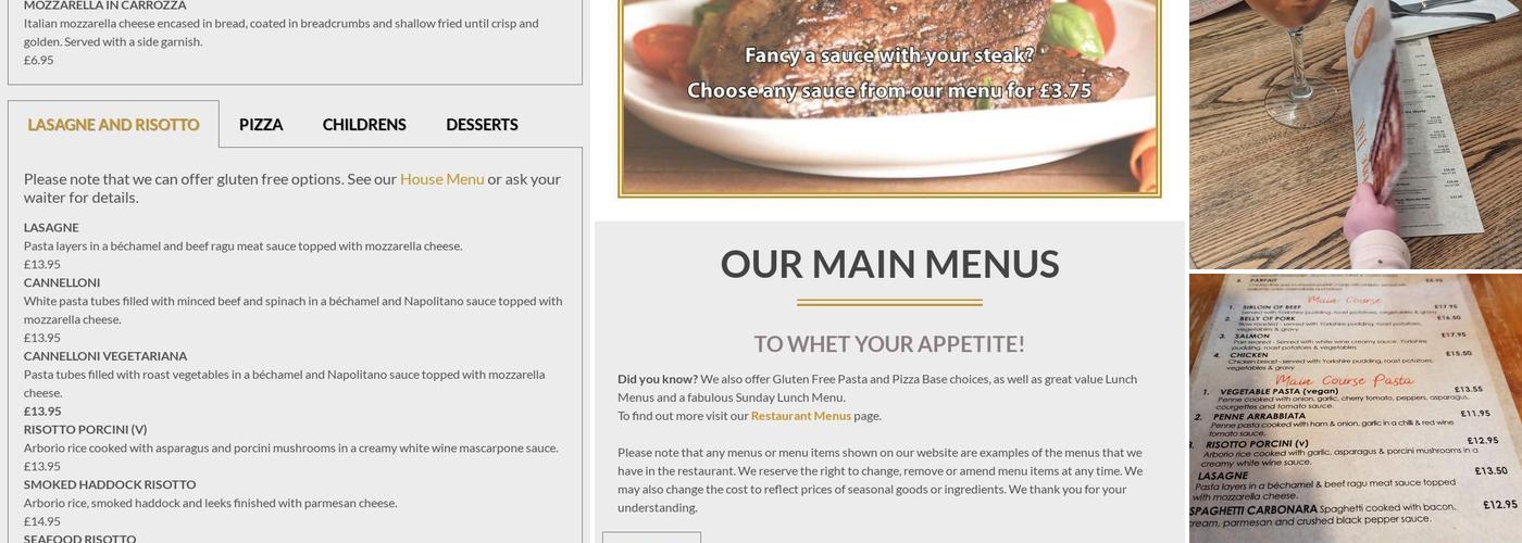 Il VELLO Doro @the Golden Fleece Menu