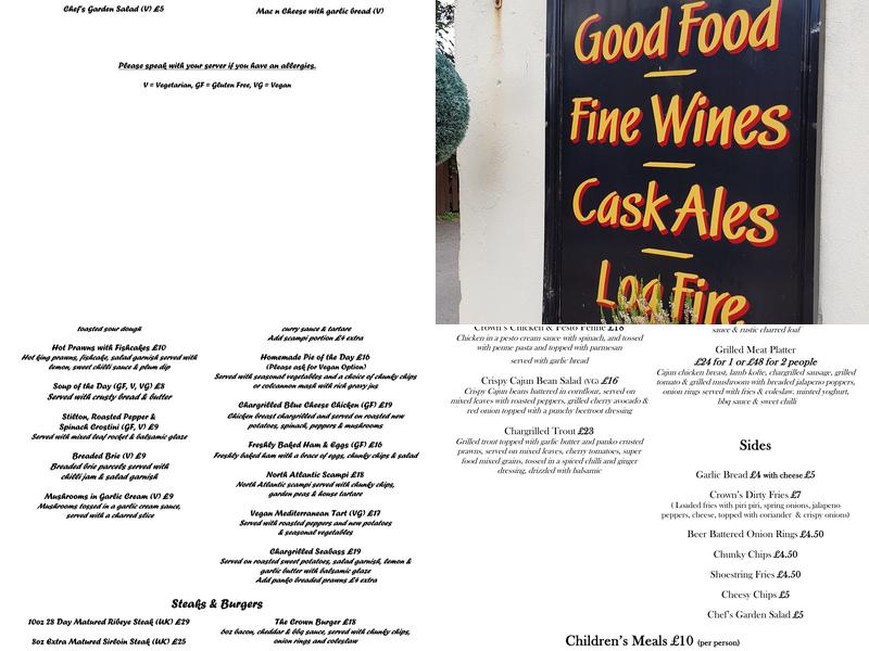 The Crown Inn Menu