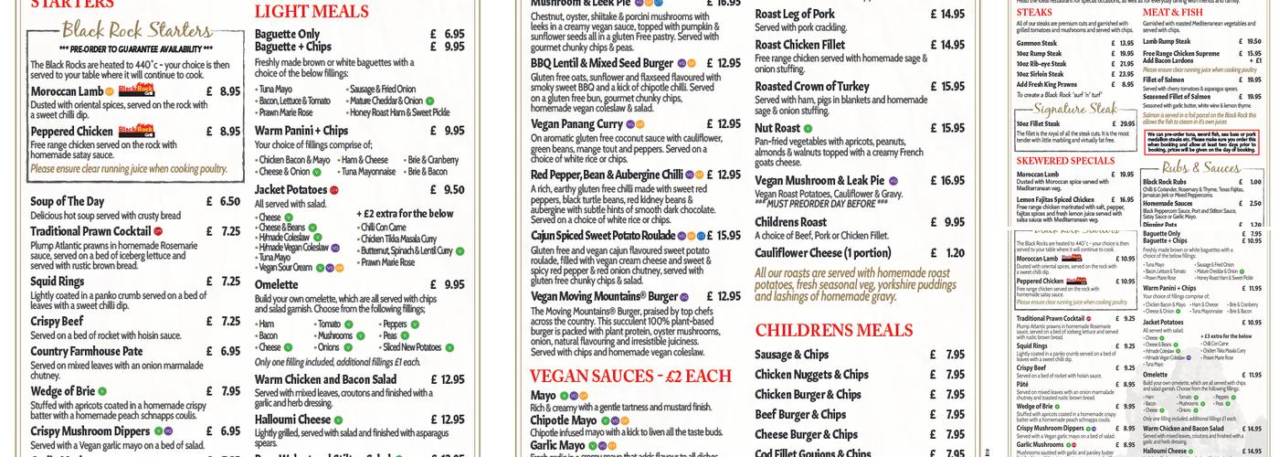 The Queens Head Menu