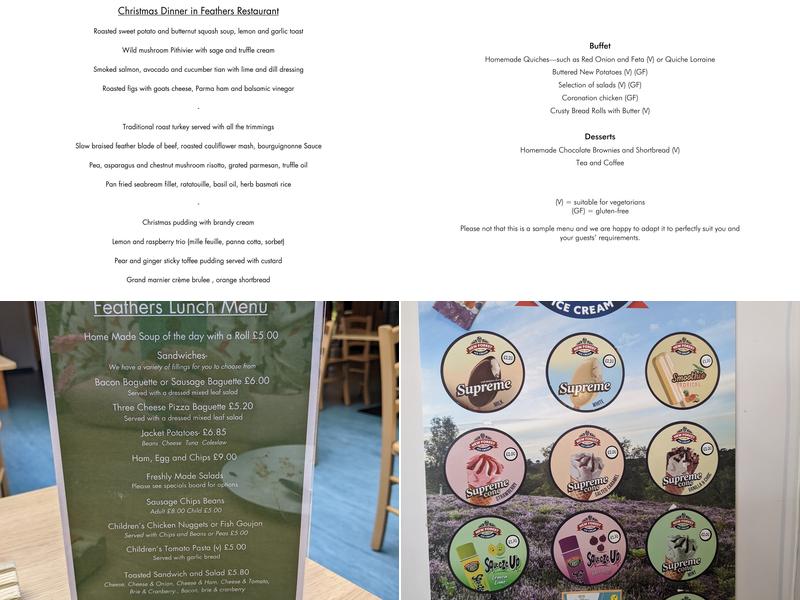 Feathers Restaurant Menu