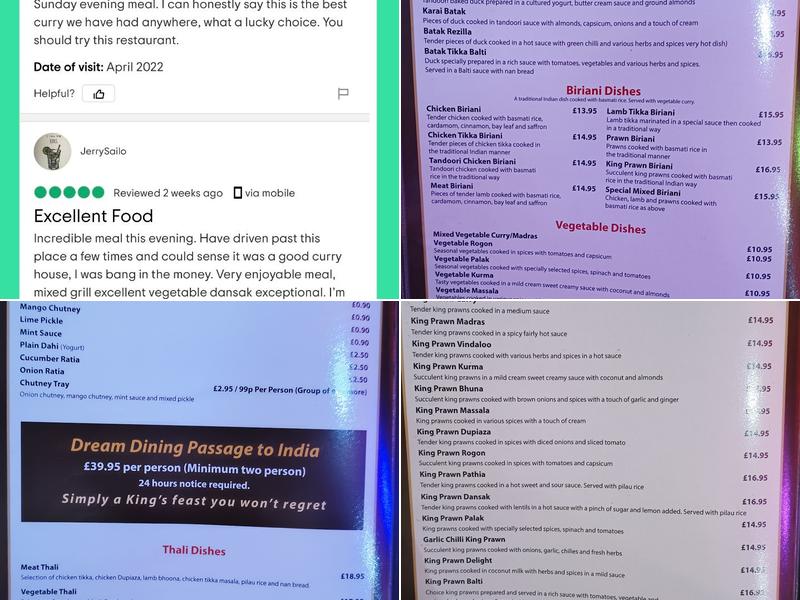 Passage To India Menu