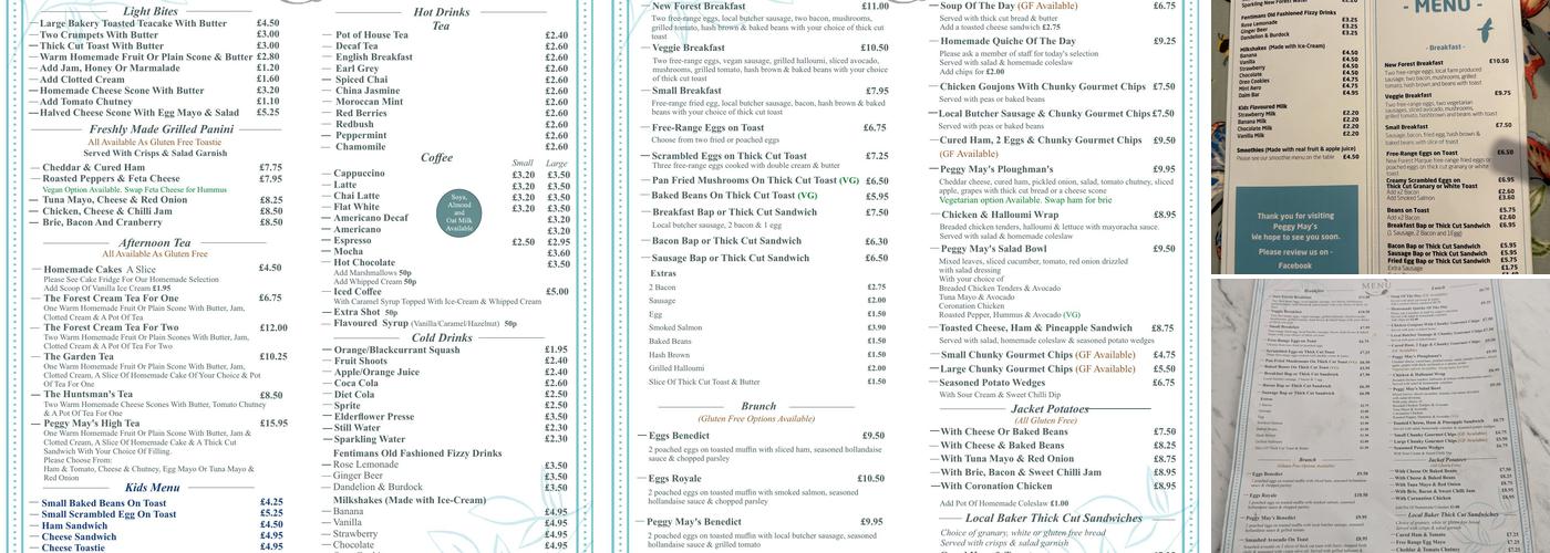 Peggy May's Cafe Menu