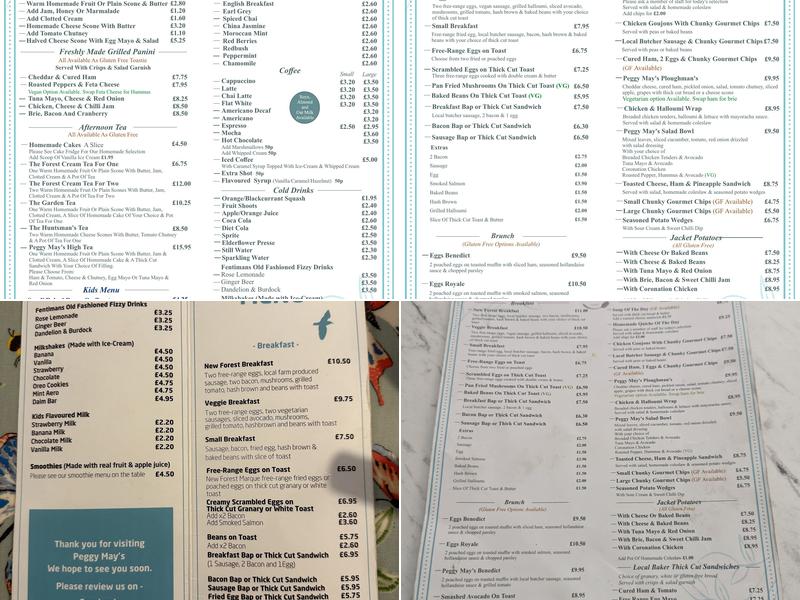 Peggy May's Cafe Menu