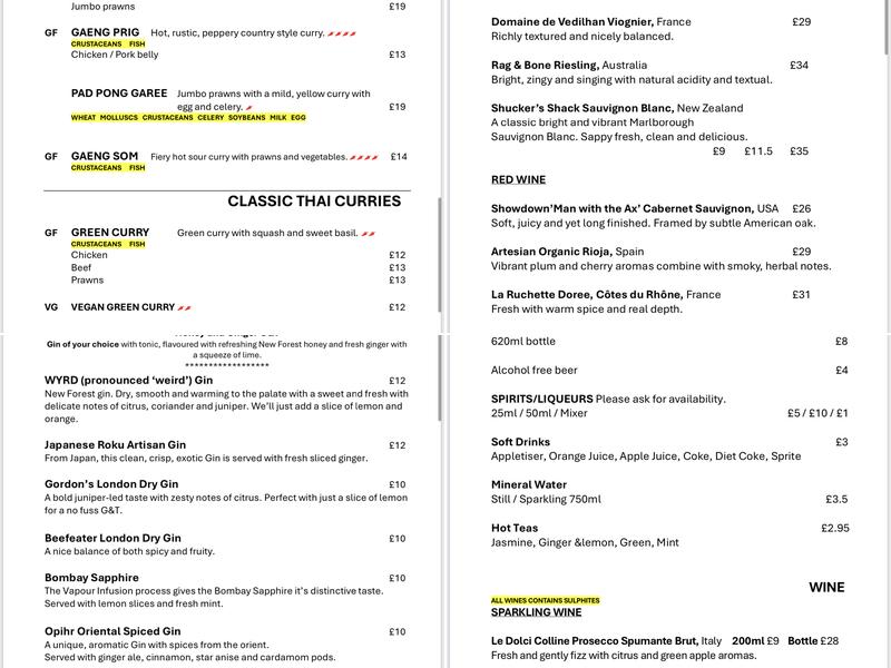 Anissa's Thai Kitchen Menu