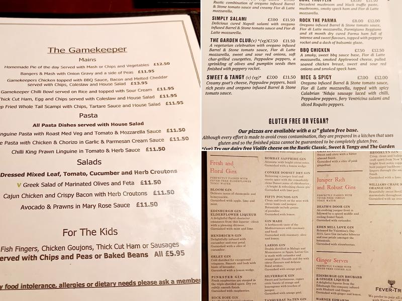 The Gamekeeper Menu