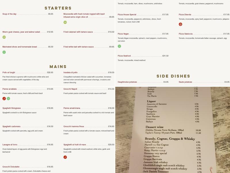 Enzee Brockenhurst Ristorante & Pizzeria Menu
