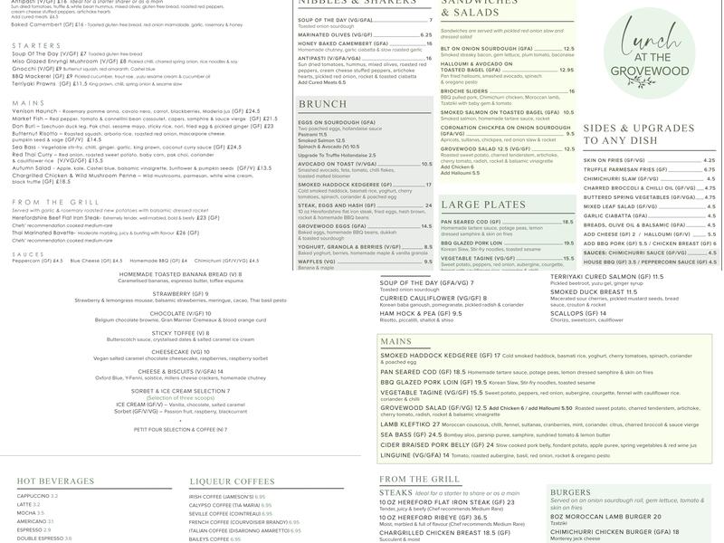 The Malvern Restaurant Menu