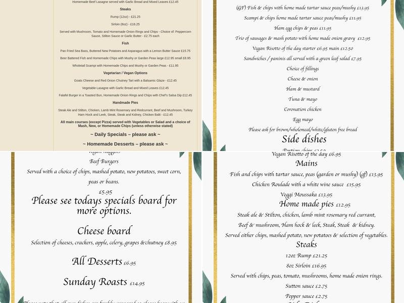 The Drum & Monkey Menu