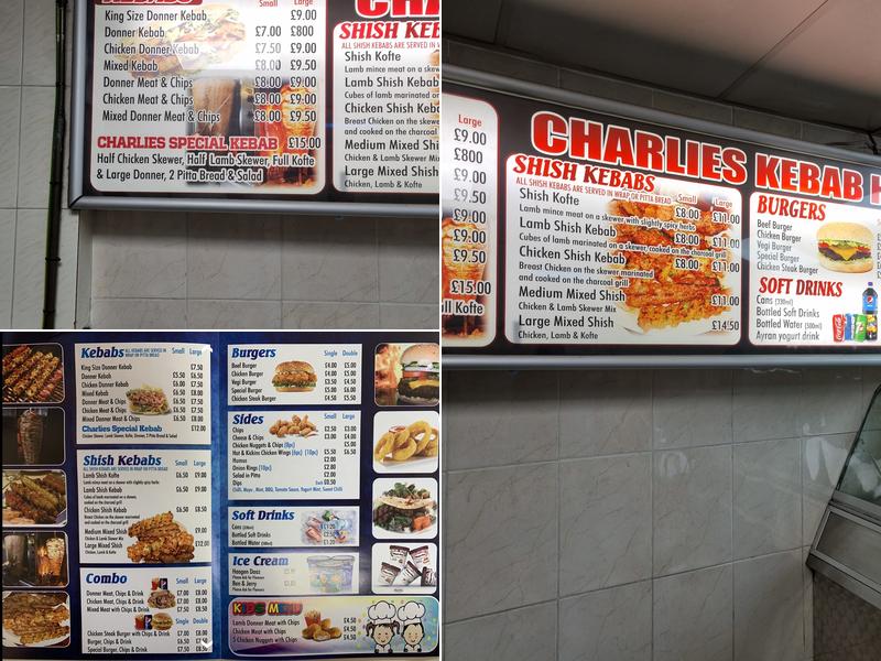 Charlie's Kebab House Menu