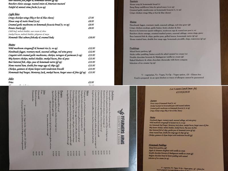 The Farmers Arms Menu
