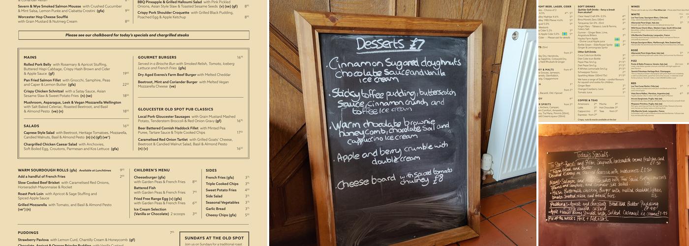 The Gloucester Old Spot Menu