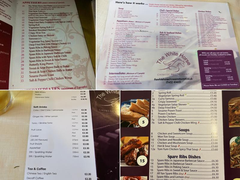 The White Horse Menu