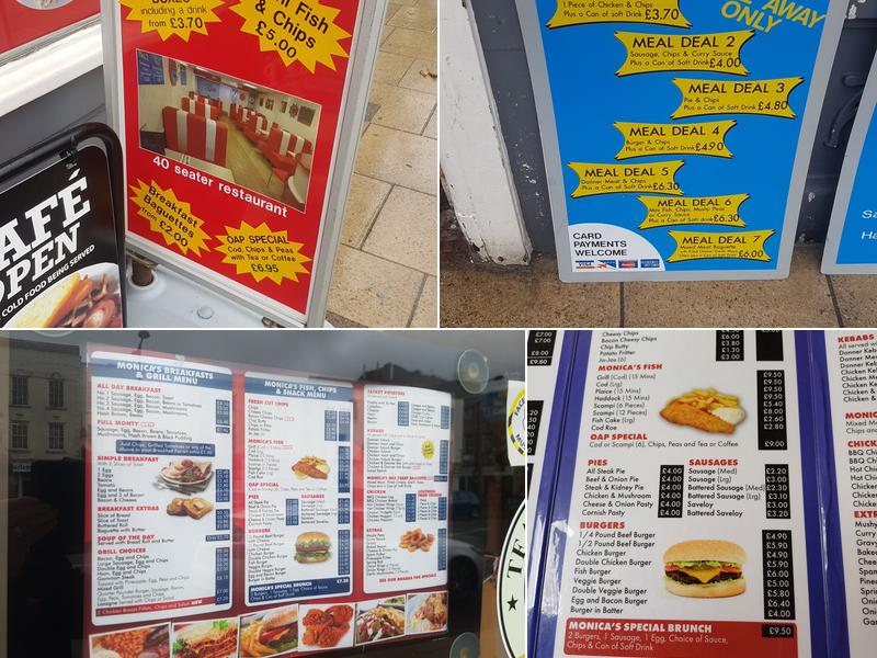 Monica's Fish Bar & Cafe Menu
