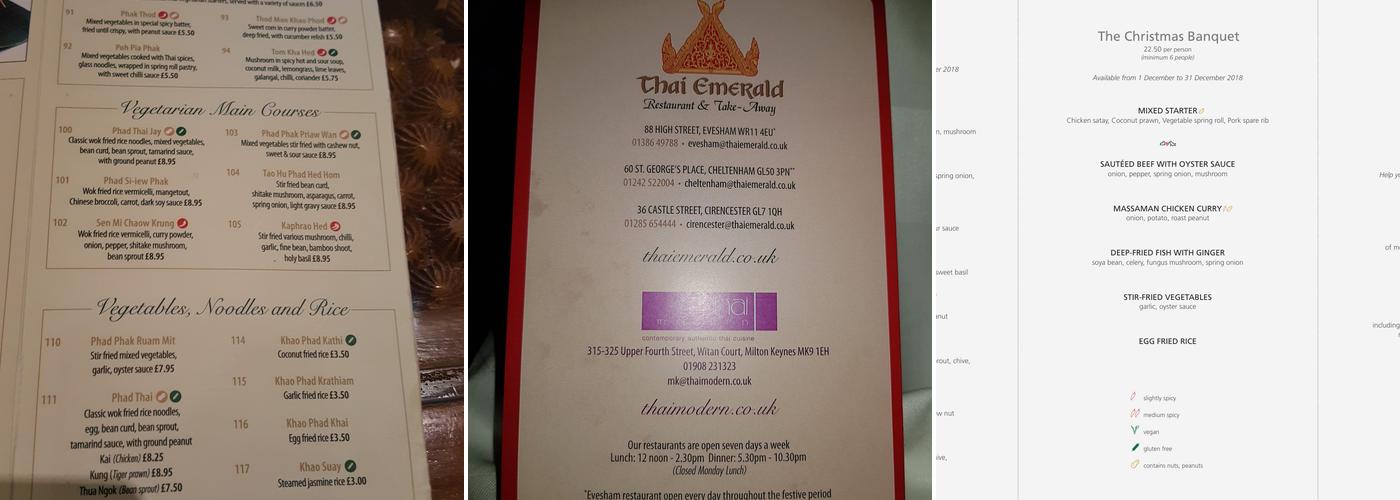 Thai Emerald Menu