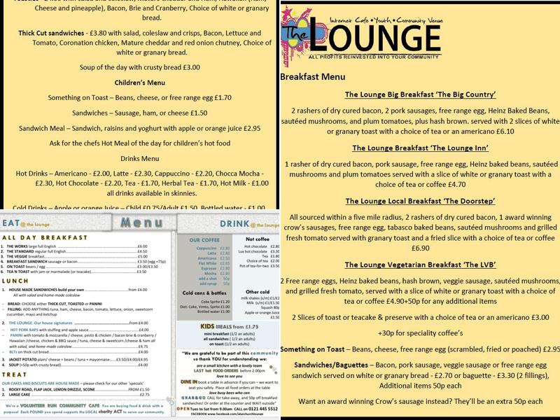 The Lounge - Alvechurch Menu